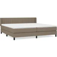 Syfax Cama box spring con colchón tela gris taupe 200x200 cm