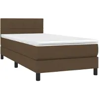 Syfax Cama box spring con colchón tela marrón oscuro 90x200 cm
