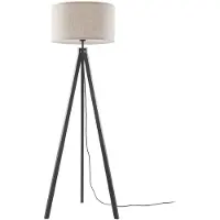 LINDBY Lámpara de pie Herry, negra, de madera, con tres patas, 153 cm