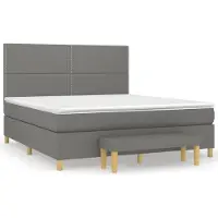 Syfax Cama box spring con colchón tela gris oscuro 180x200 cm