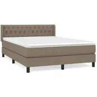 Syfax Cama box spring con colchón tela gris taupe 140x200 cm