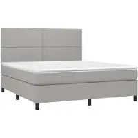 Syfax Cama box spring con colchón tela gris claro 180x200 cm