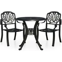 Syfax Mesa y sillas de bistró 3 piezas aluminio fundido negro