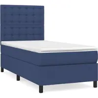 Syfax Cama box spring con colchón tela azul 80x200 cm