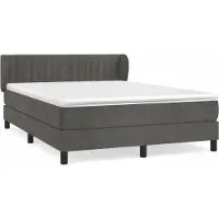 Syfax Cama box spring con colchón terciopelo gris oscuro 140x200 cm