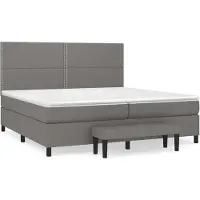 Syfax Cama box spring con colchón tela gris oscuro 200x200 cm