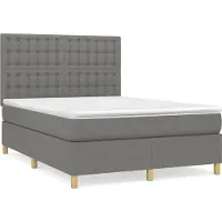 Syfax Cama box spring con colchón tela gris oscuro 140x200 cm