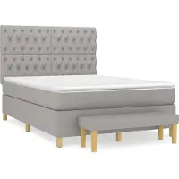 Syfax Cama box spring con colchón tela gris claro 140x190 cm