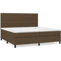 Syfax Cama box spring con colchón tela marrón oscuro 200x200 cm