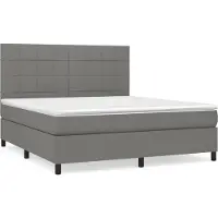 Syfax Cama box spring con colchón tela gris oscuro 160x200 cm