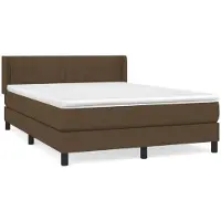Syfax Cama box spring con colchón tela marrón oscuro 140x200 cm