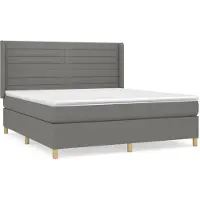 Syfax Cama box spring con colchón tela gris oscuro 180x200 cm