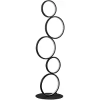 LINDBY lámpara de pie LED Jacek, negra, metal, 110 cm, anillos