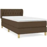 Syfax Cama box spring con colchón tela marrón oscuro 90x200 cm