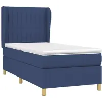 Syfax Cama box spring con colchón tela azul 90x190 cm