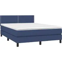 Syfax Cama box spring con colchón tela azul 140x200 cm