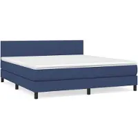 Syfax Cama box spring con colchón tela azul 180x200 cm