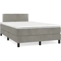 Syfax Cama box spring con colchón terciopelo gris claro 120x200 cm