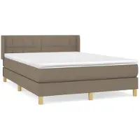 Syfax Cama box spring con colchón tela gris taupe 140x190 cm