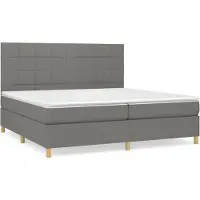 Syfax Cama box spring con colchón tela gris oscuro 200x200 cm