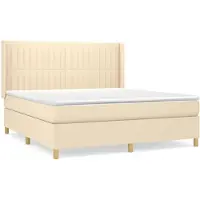 vidaXL Cama con somier y colchón de color crema, 180x200 cm, tapizada en tela
