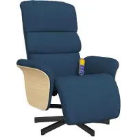 Syfax Sillón reclinable de masaje con reposapiés tela azul