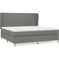 Syfax Cama box spring con colchón tela gris oscuro 200x200 cm