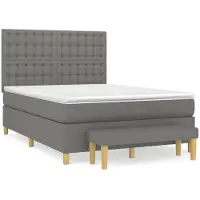 Syfax Cama box spring con colchón tela gris oscuro 140x200 cm