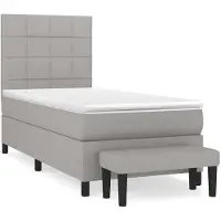 Syfax Cama box spring con colchón tela gris claro 90x190 cm
