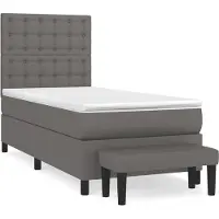 Syfax Cama box spring con colchón cuero sintético gris 80x200 cm