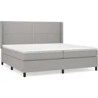 Syfax Cama box spring con colchón tela gris claro 200x200 cm