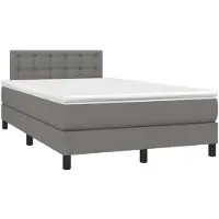 Syfax Cama box spring con colchón tela gris oscuro 120x200 cm