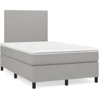 Syfax Cama box spring con colchón tela gris claro 120x200 cm