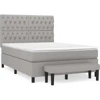 Syfax Cama box spring con colchón tela gris claro 140x200 cm