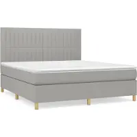 Syfax Cama box spring con colchón tela gris claro 160x200 cm
