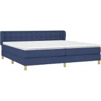 Syfax Cama box spring con colchón tela azul 200x200 cm