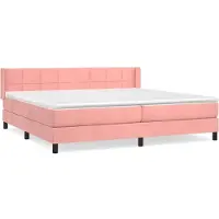 Syfax Cama box spring con colchón terciopelo rosa 200x200 cm