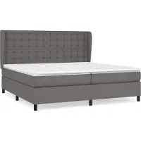 Syfax Cama box spring con colchón cuero sintético gris 200x200 cm