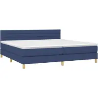 Syfax Cama box spring con colchón tela azul 200x200 cm