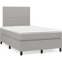 Syfax Cama box spring con colchón tela gris claro 120x200 cm