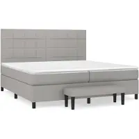 Syfax Cama box spring con colchón tela gris claro 200x200 cm