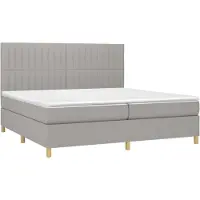 Syfax Cama box spring con colchón tela gris claro 200x200 cm