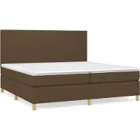Syfax Cama box spring con colchón tela marrón oscuro 200x200 cm