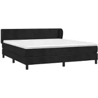 Syfax Cama box spring con colchón terciopelo negro 160x200 cm