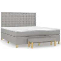 Syfax Cama box spring con colchón tela gris claro 160x200 cm