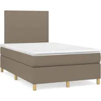 Syfax Cama box spring con colchón tela gris taupe 120x200 cm