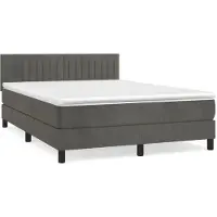 Syfax Cama box spring con colchón terciopelo gris oscuro 140x200 cm
