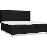 Syfax Cama box spring con colchón tela negro 200x200 cm