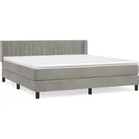 Syfax Cama box spring con colchón terciopelo gris claro 180x200 cm
