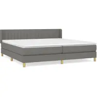 Syfax Cama box spring con colchón tela gris oscuro 200x200 cm